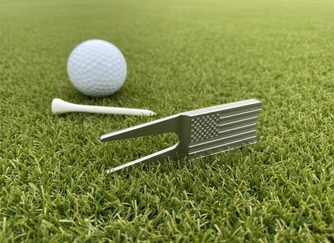 Copper American Flag Golf Divot Tool