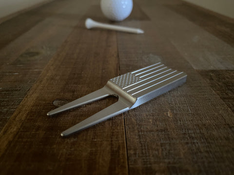 Stainless Steel American Flag Golf Divot Tool